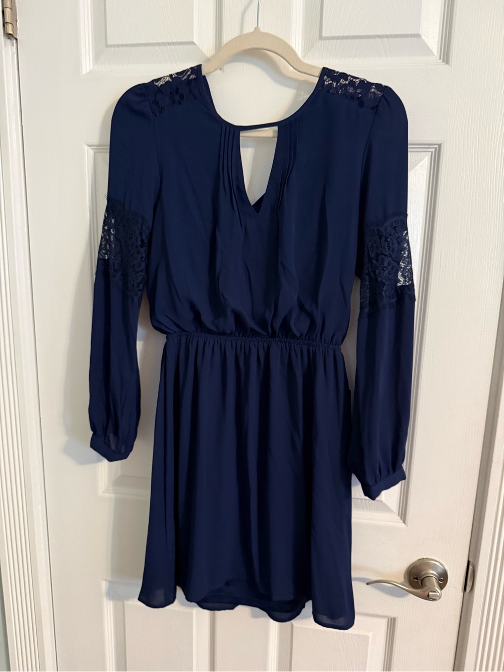 Express Navy Lace-Detailed Dress